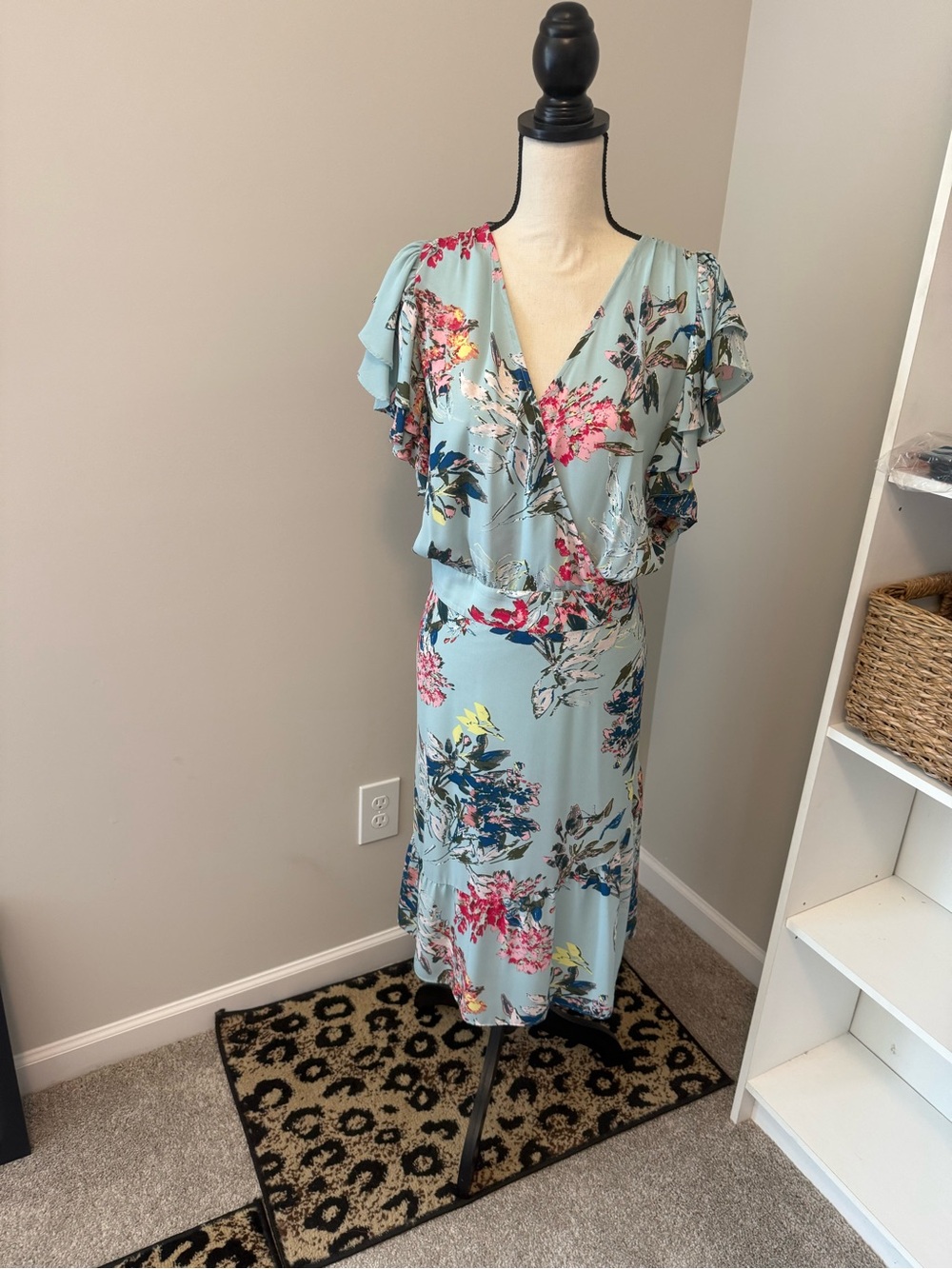RACHEL Rachel Roy Light Blue Floral Midi Dress